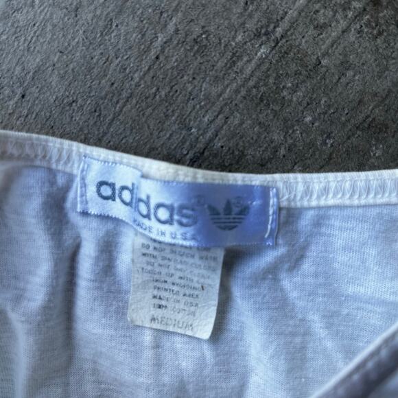 VINTAGE ADIDAS BABY TEE SHIRT WOMENS MEDIUM 80S 90S MADE IN USA WHITE TOP WHIMSY - Picture 4 of 6